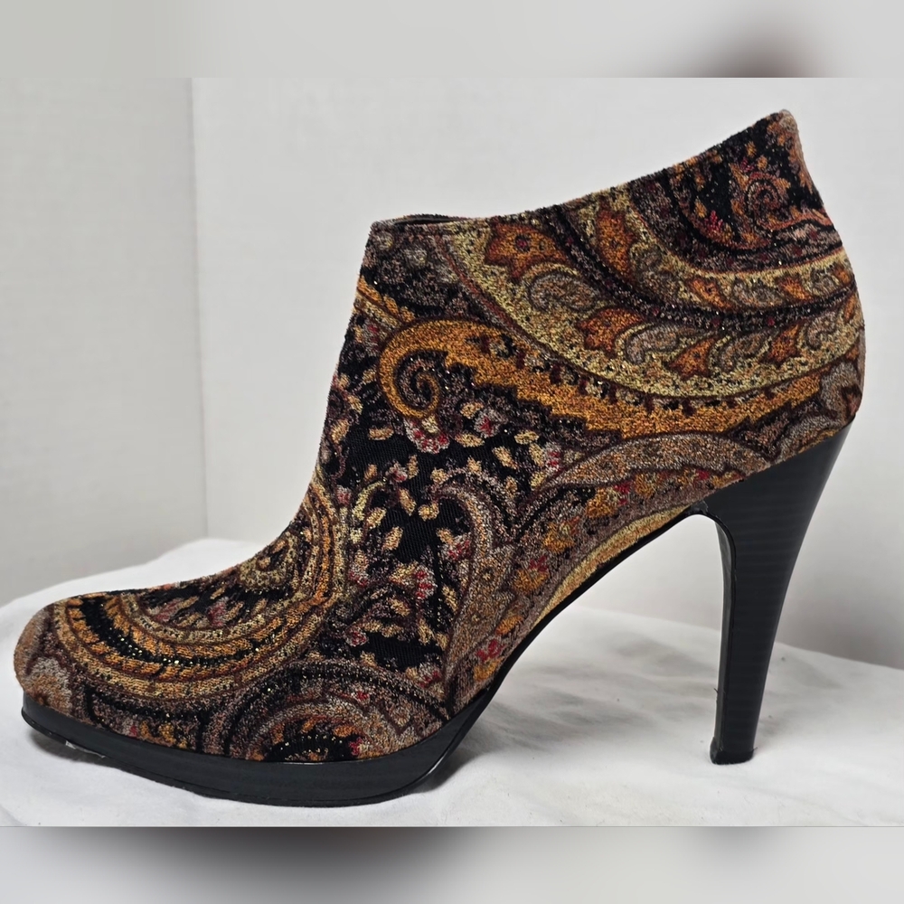Diba Multicolor Paisley Ankle Booties 8 - Picture 6 of 9